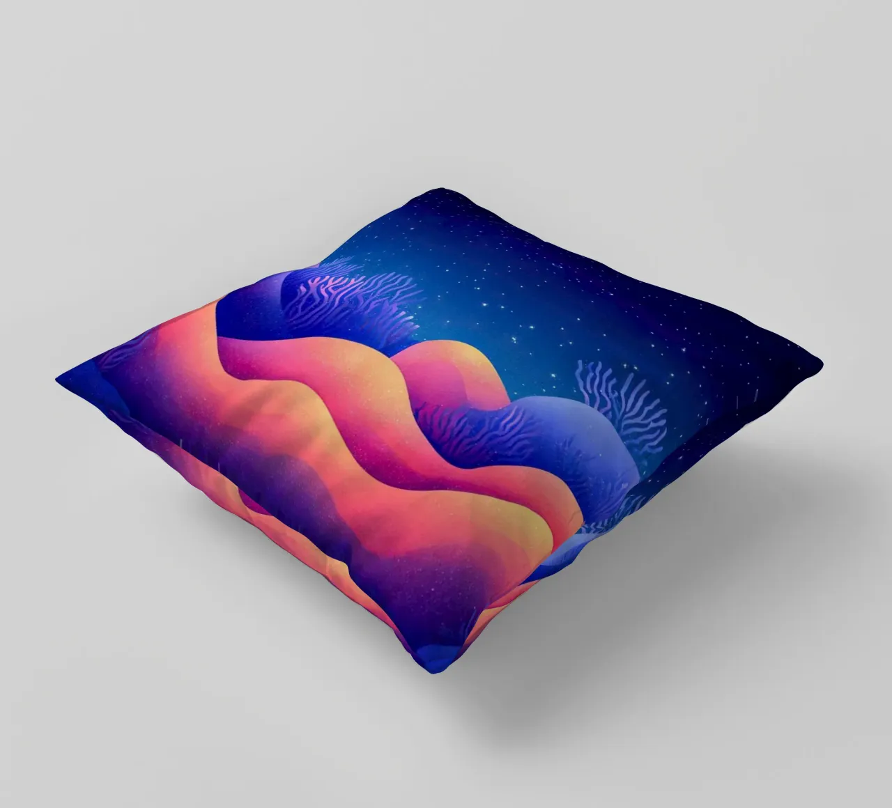 Cosmic Aurora: Waves of Dreams decorative cushion by The Sea