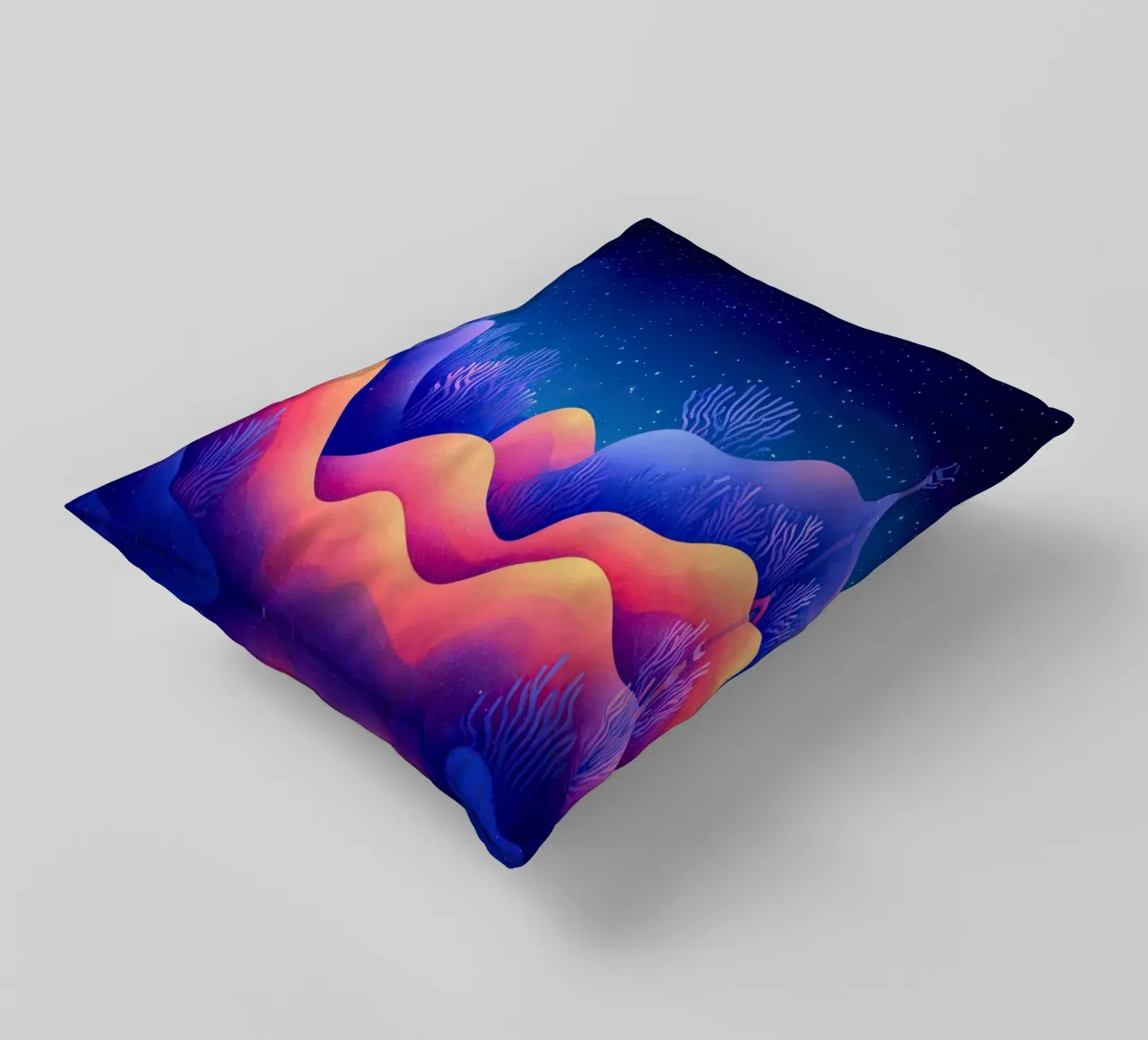 Cosmic Aurora: Waves of Dreams decorative cushion by The Sea