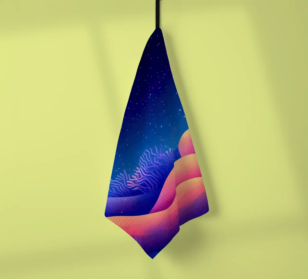 Cosmic Aurora: Waves of Dreams tea towel by The Sea