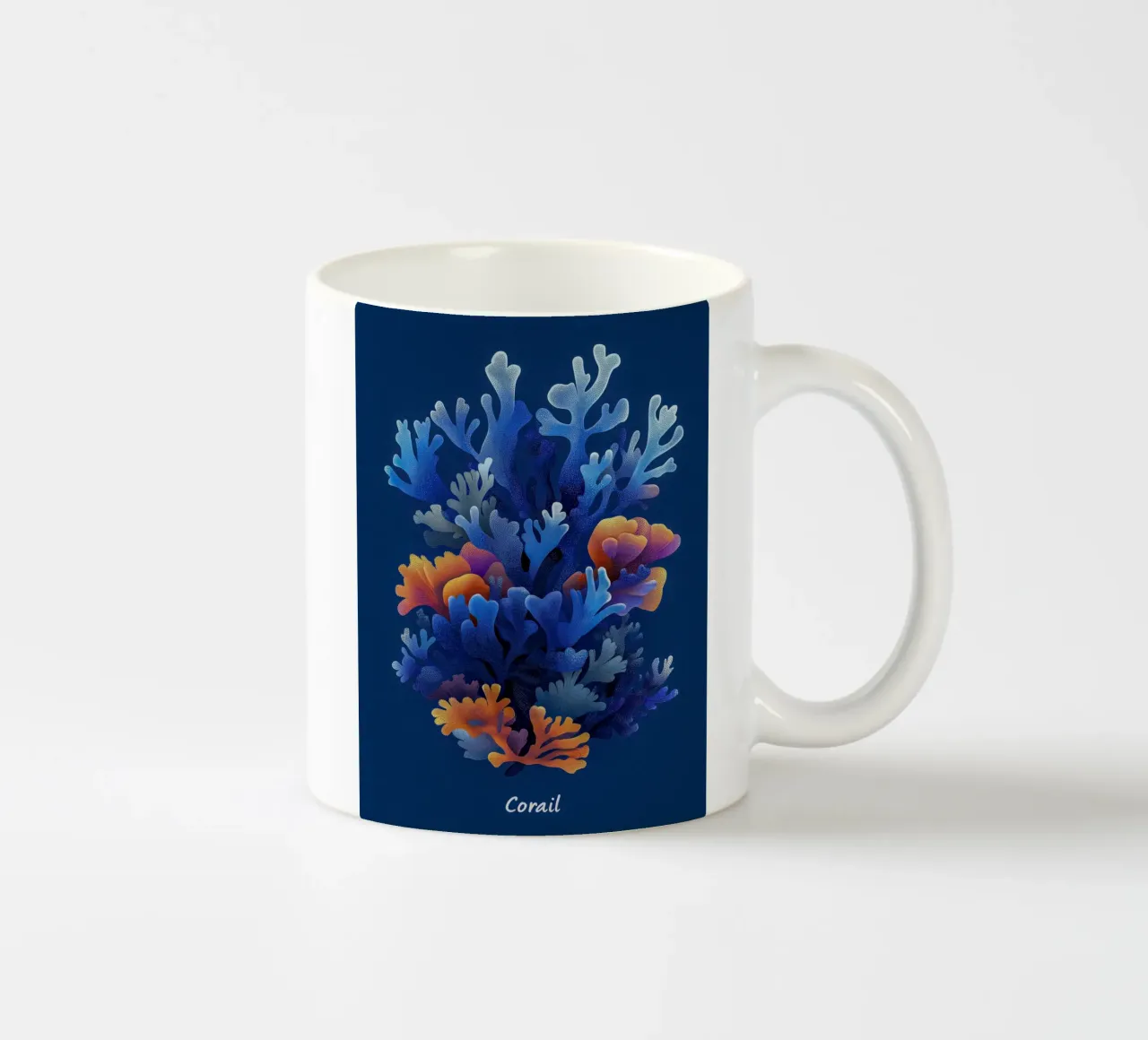L'Éclosion Marine - Belleza de Coral en Azul Profundo taza de cerámica de The Sea