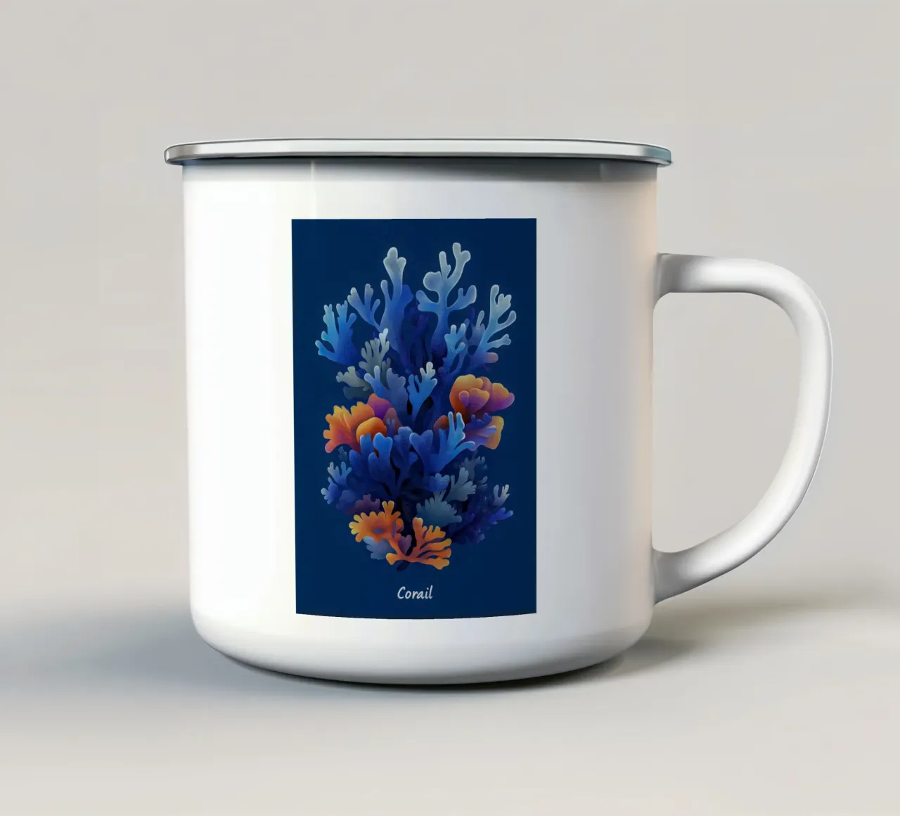 L'Éclosion Marine - Bellezza corallina in blu profondo tazza in smalto da The Sea