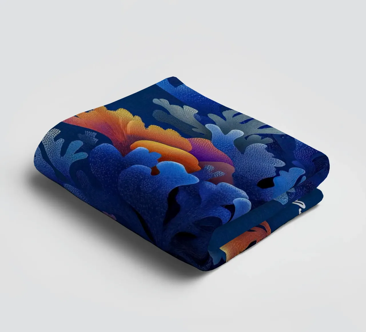 L'Éclosion Marine - Coral Beauty in Deep Blue towel by The Sea