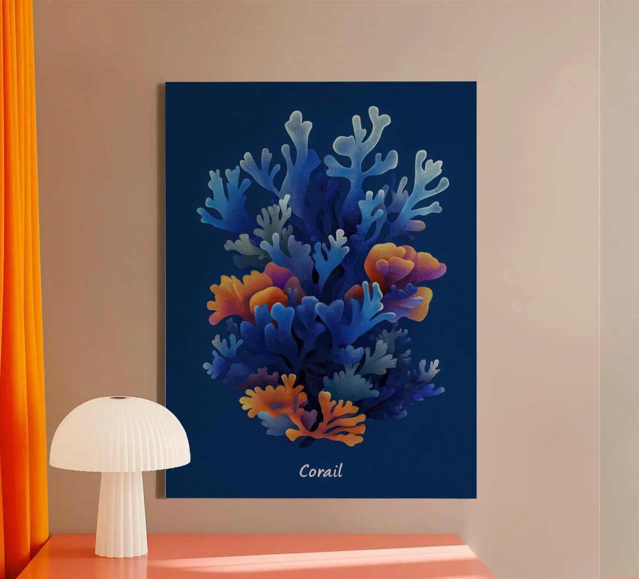 L'Éclosion Marine - Coral Beauty in Deep Blue canvas by The Sea