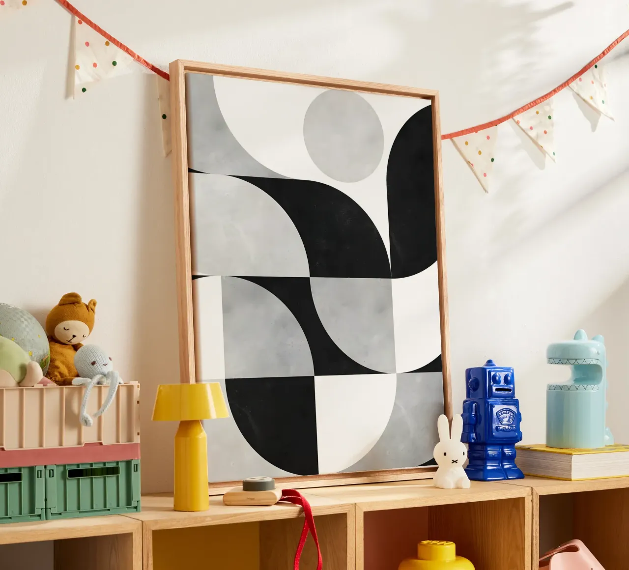 Cirkeldans in minimalisme canvas met Baklijst van Kunst und Kontrast