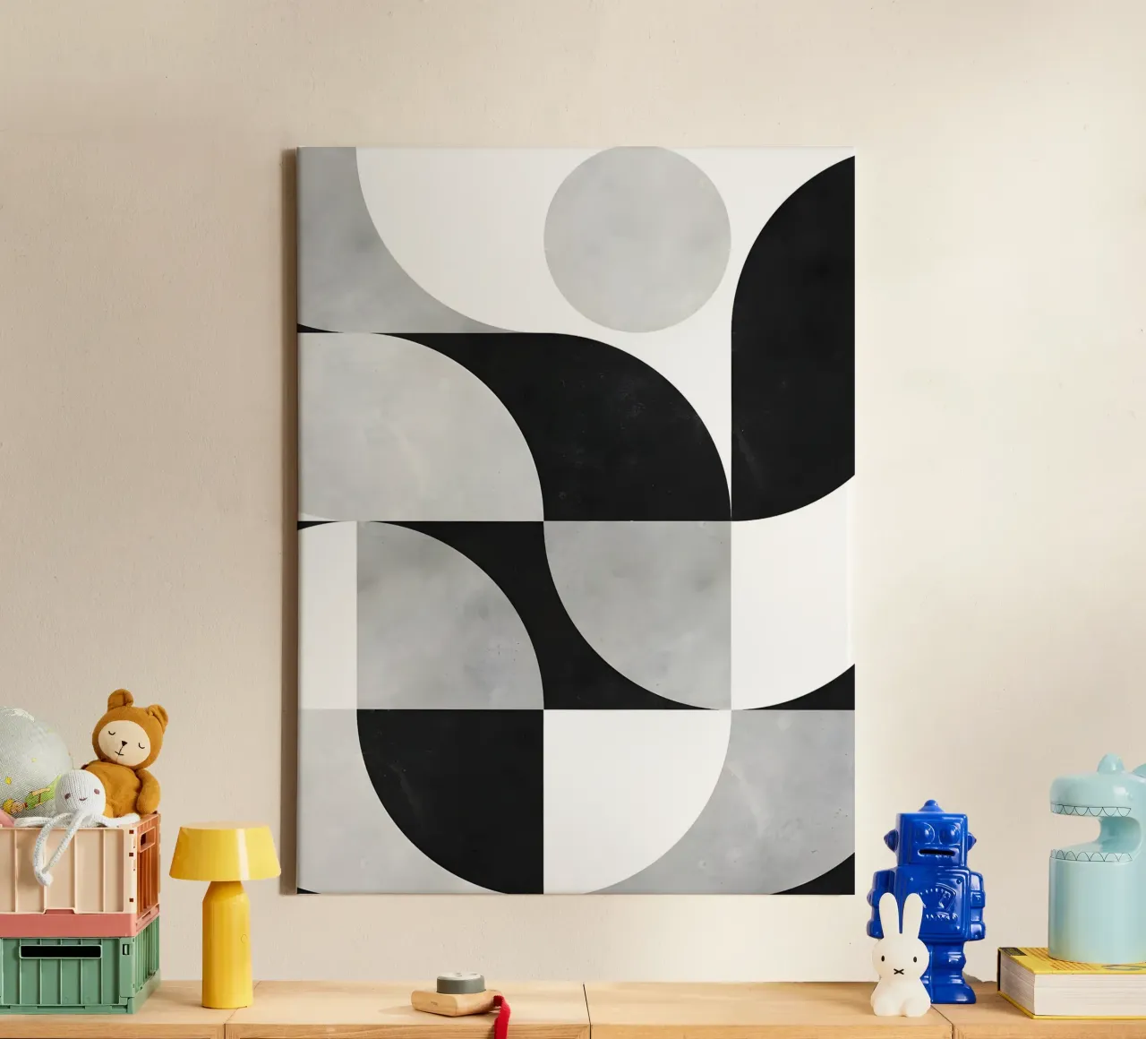 Cirkeldans in minimalisme canvas met Baklijst van Kunst und Kontrast