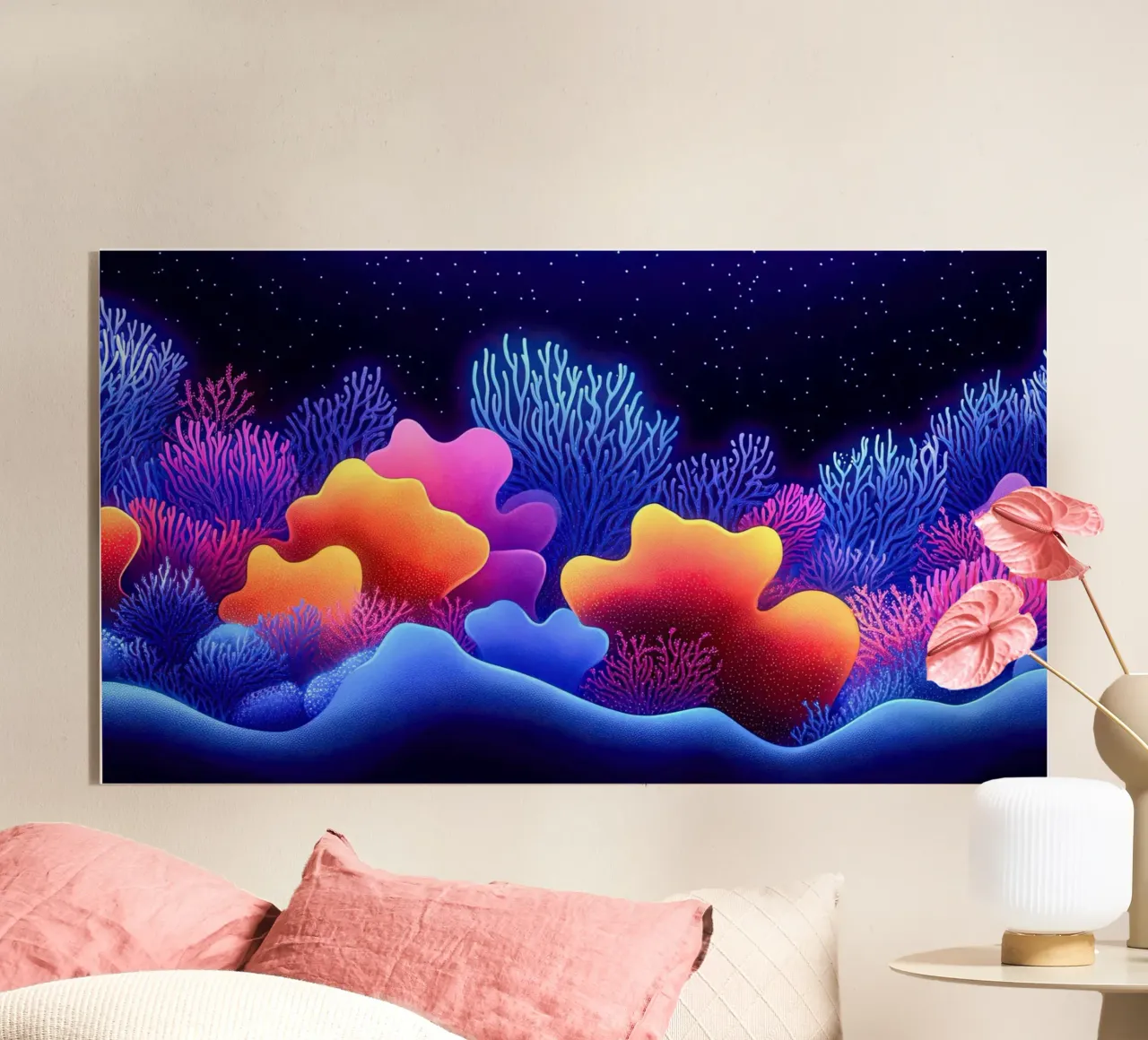 Cosmic Corals: Nocturnal Symphony of the Abyss acrylic glass by The Sea