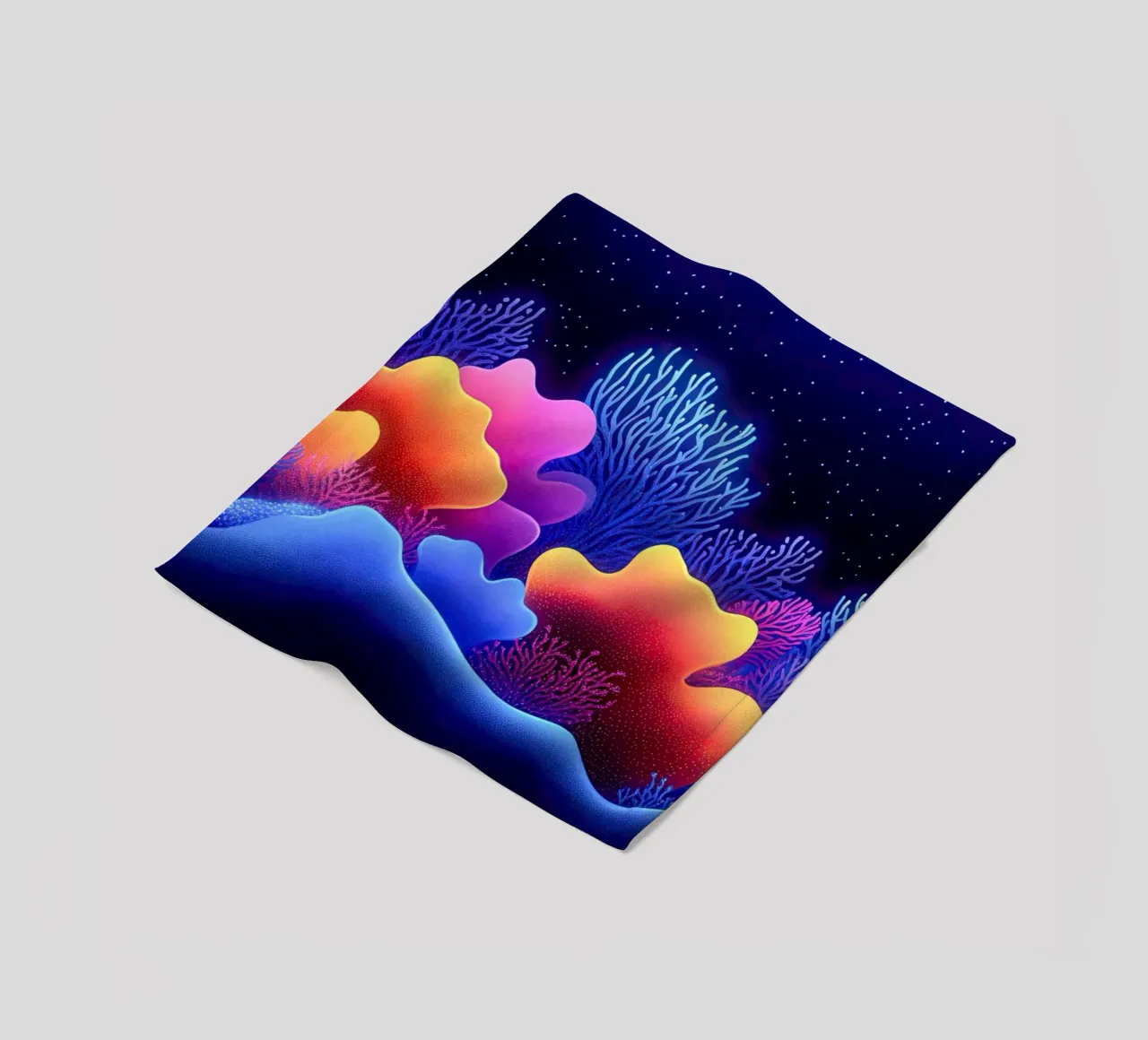 Cosmic Corals: Nocturnal Symphony of the Abyss fleece blanket by The Sea
