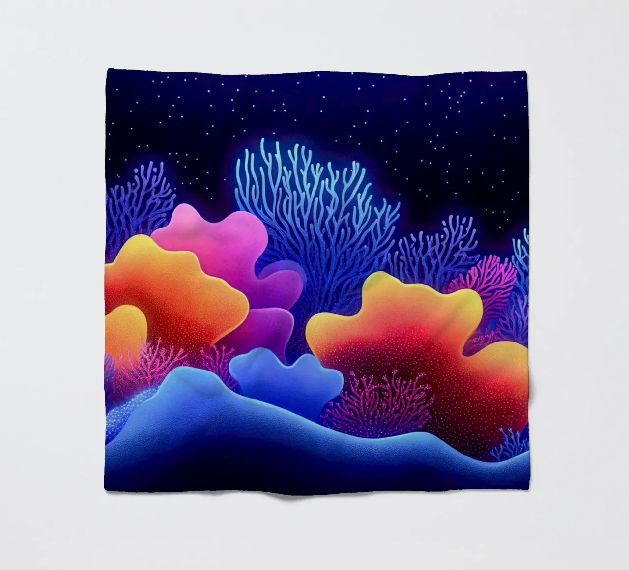 Cosmic Corals: Nocturnal Symphony of the Abyss fleece blanket by The Sea