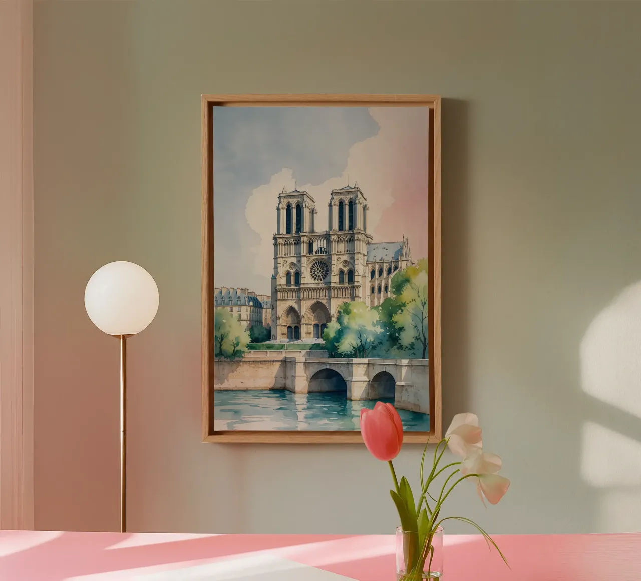 Gothic Grace: Notre Dame in Pastels tela con Cornice a cassetta da AlbertKlee