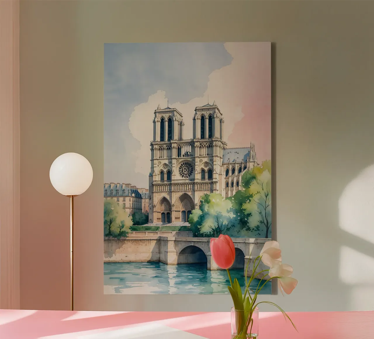 Gothic Grace: Notre Dame in Pastels tela con Cornice a cassetta da AlbertKlee