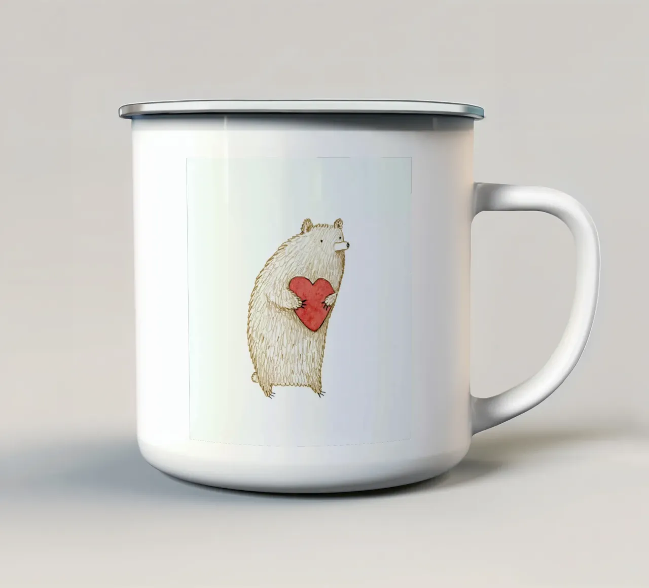 Bear With Heart taza de esmalte de Sophie Corrigan