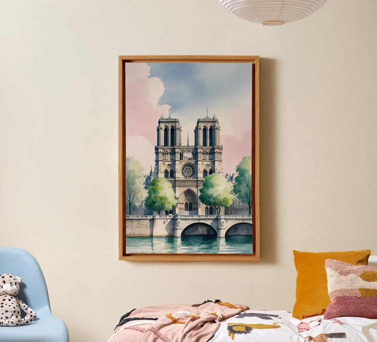 Timeless Notre Dame in Watercolor tela con Cornice a cassetta da AlbertKlee