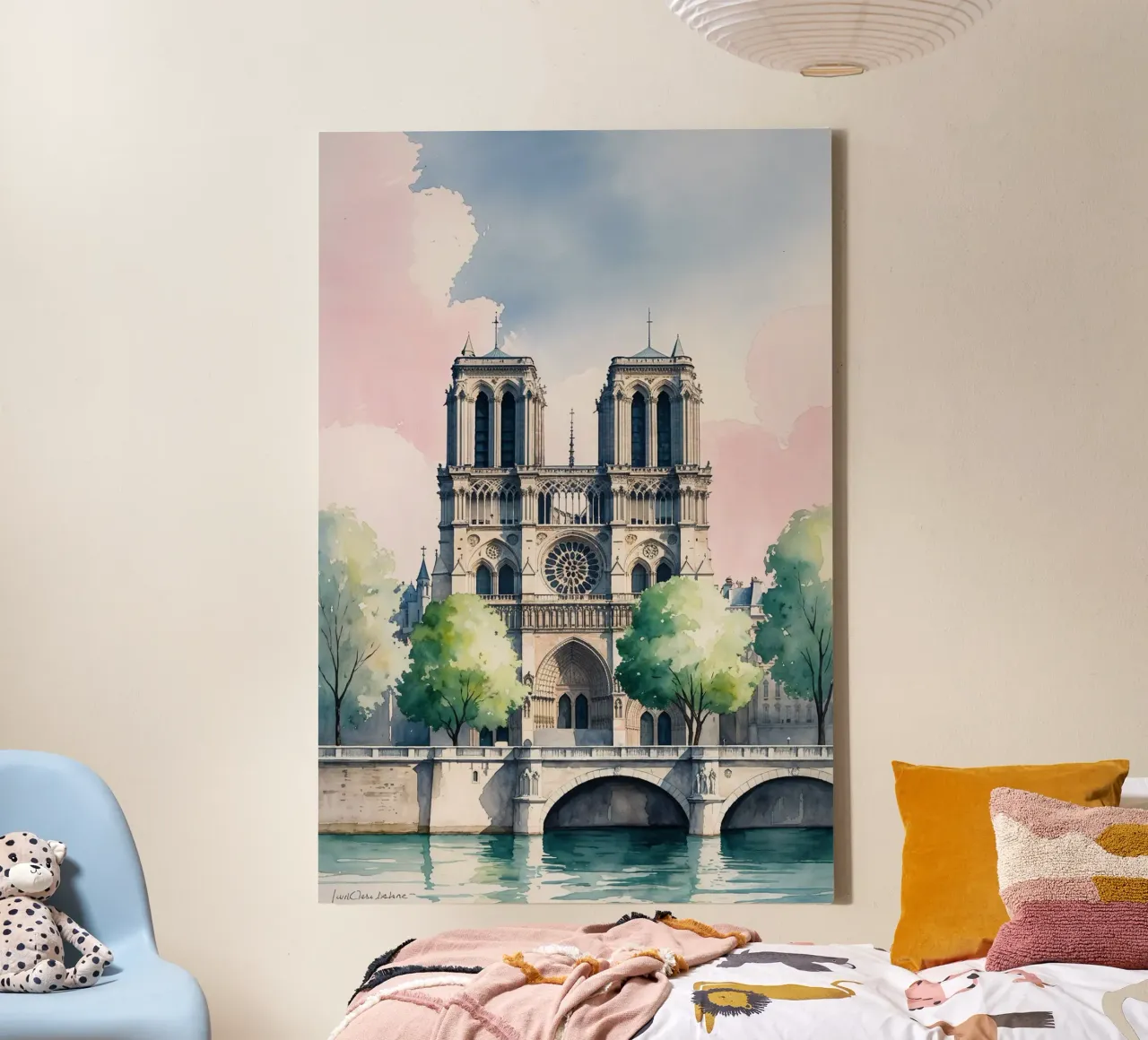 Timeless Notre Dame in Watercolor tela con Cornice a cassetta da AlbertKlee