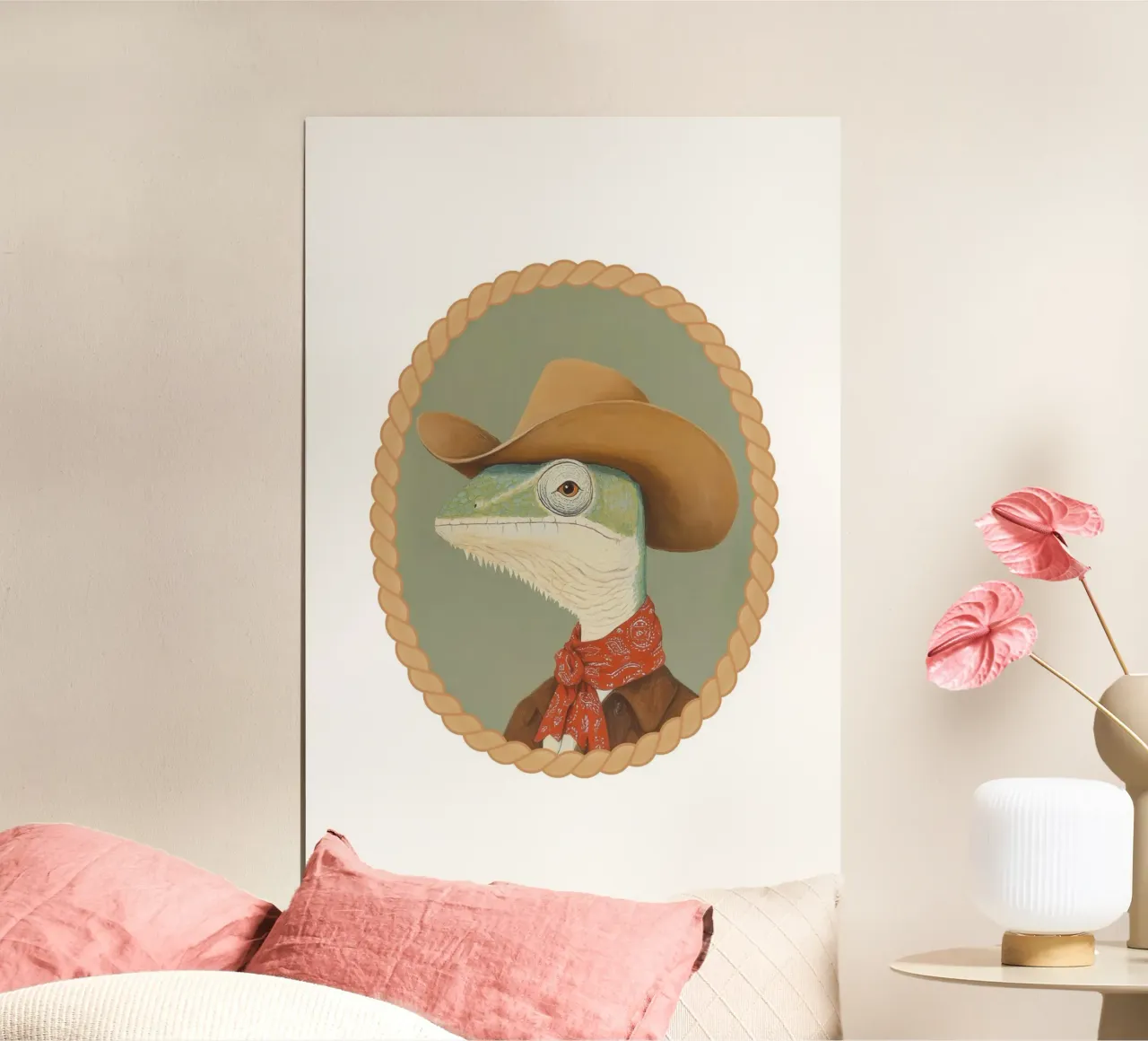 Cowboy Eidechse Porträt Poster von Jungle Joy Art