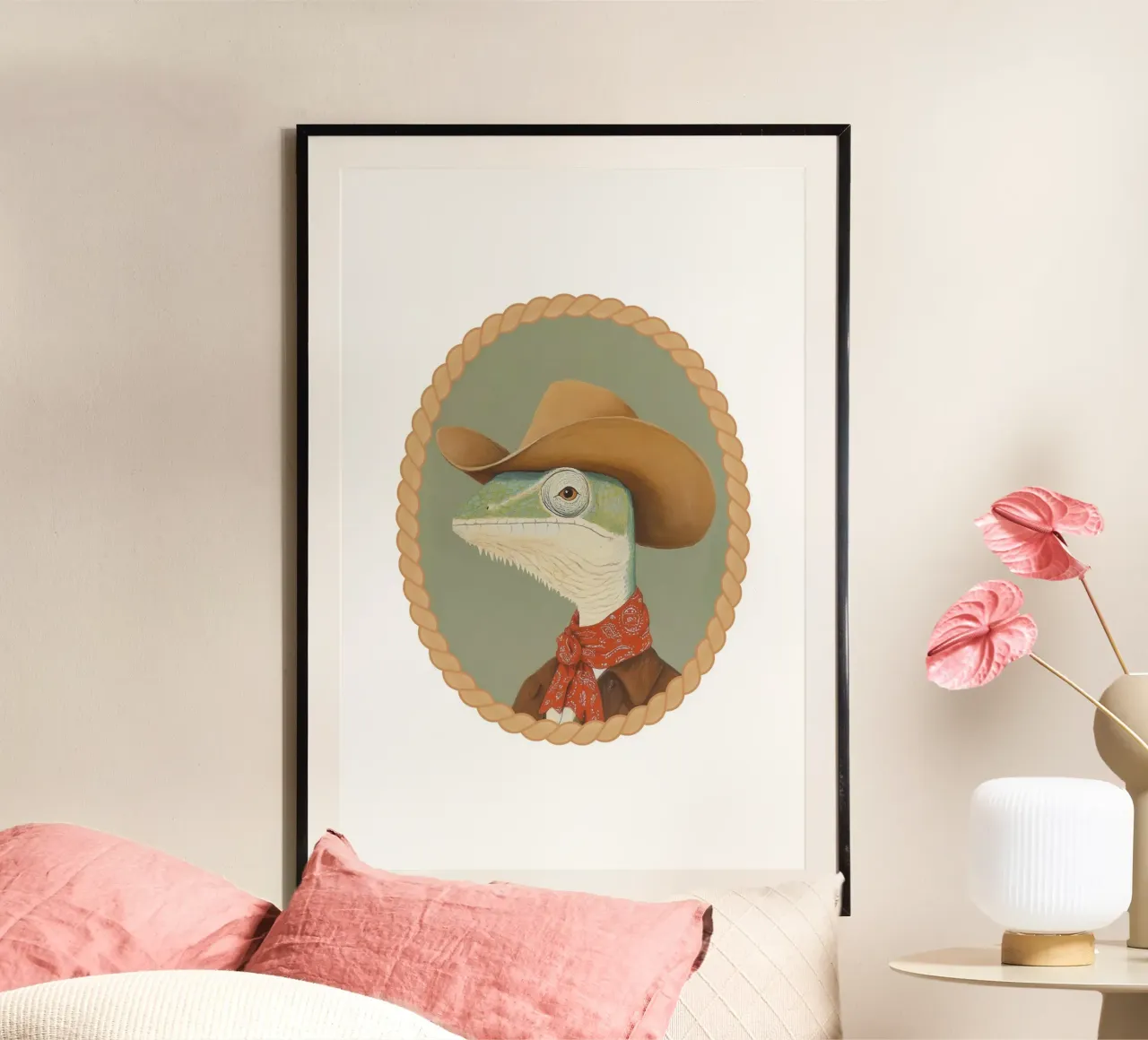 Cowboy Eidechse Porträt Poster von Jungle Joy Art