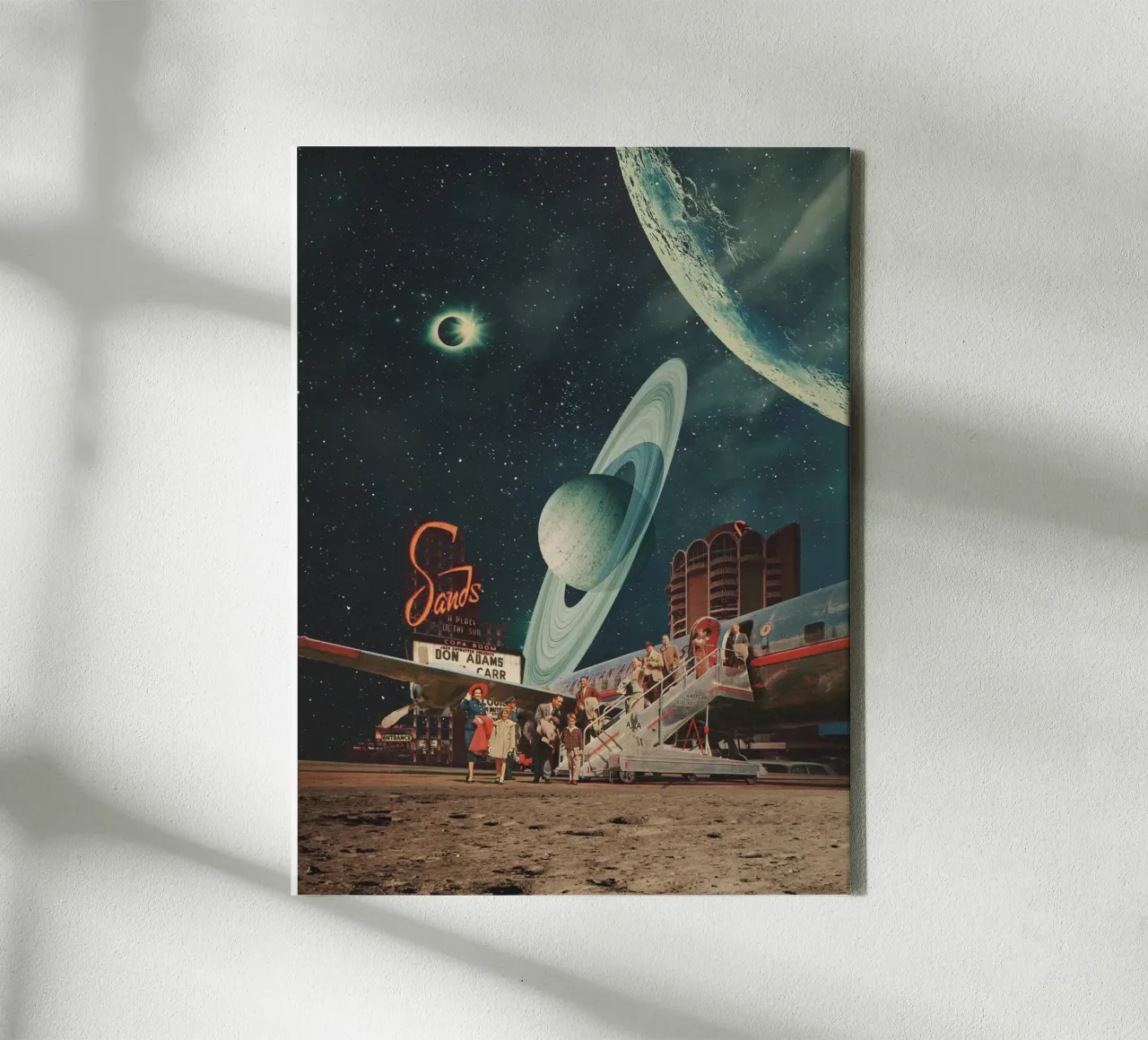 a postcard from year 2348 canvas with Floater frame by Frank Moth