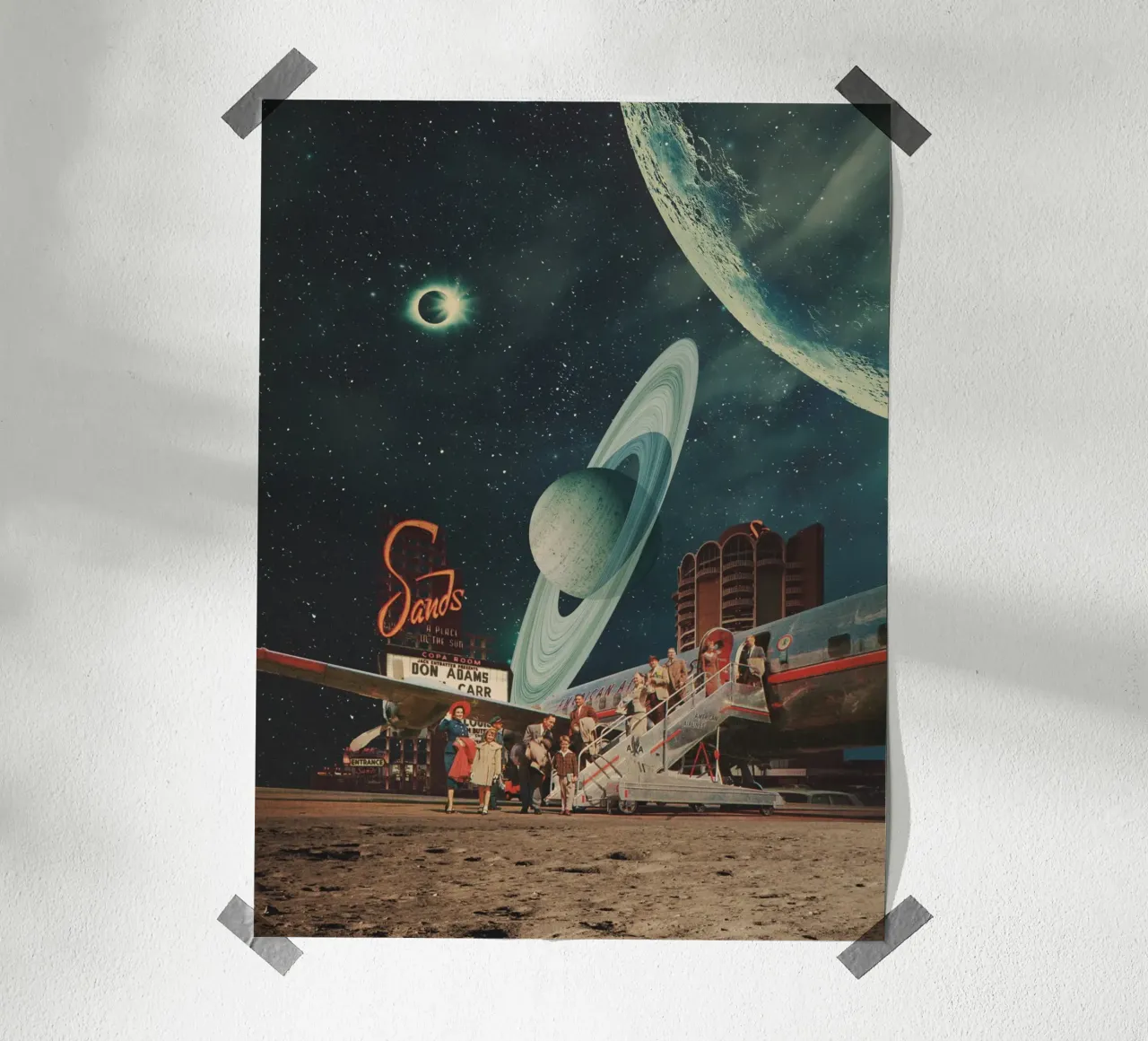 a postcard from year 2348 poster con telaio in alluminio da Frank Moth