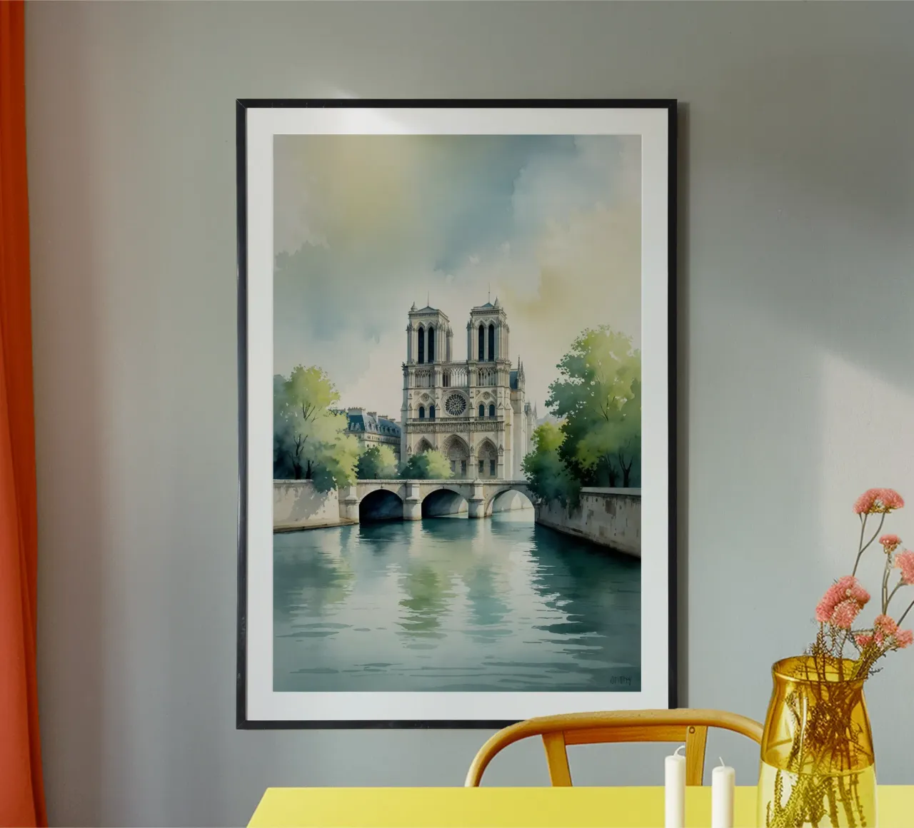 Golden Hour on the Seine poster con telaio in legno da AlbertKlee