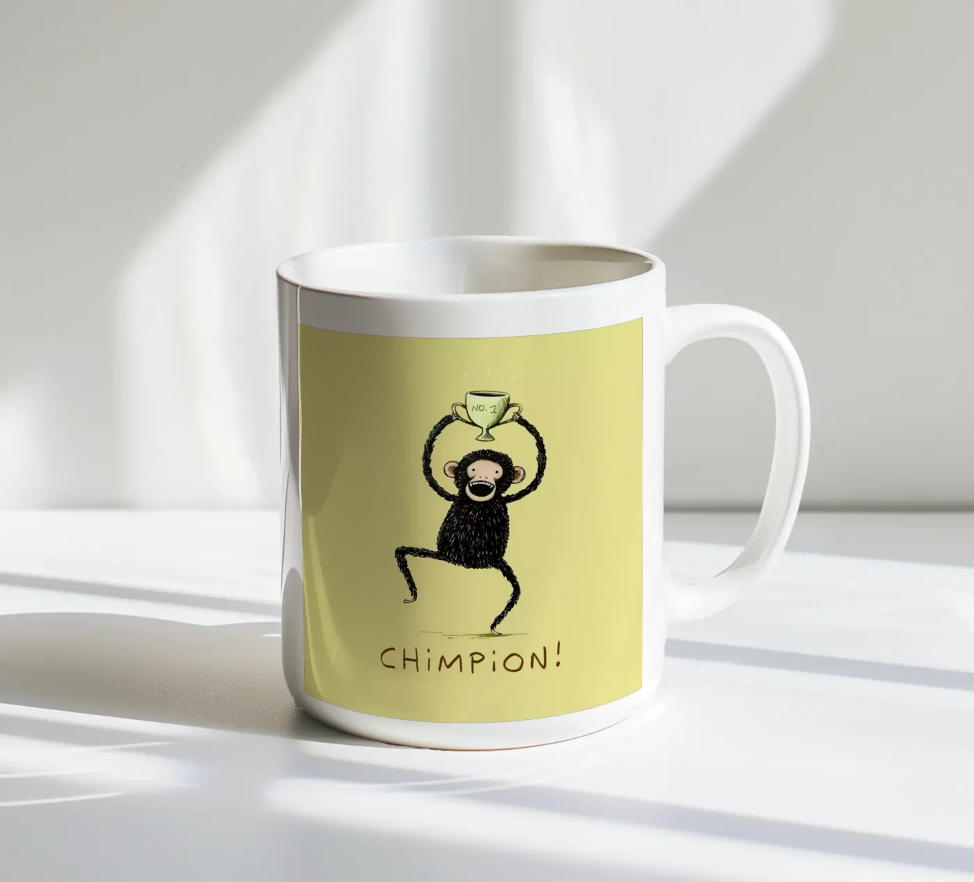 Chimpion ceramic mug by Sophie Corrigan