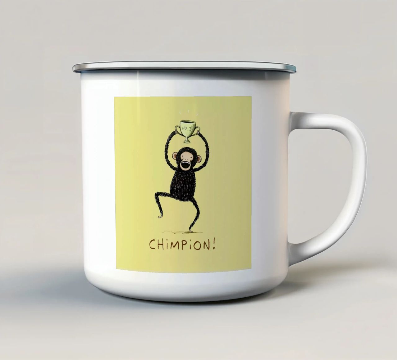 Chimpion tazza in smalto da Sophie Corrigan