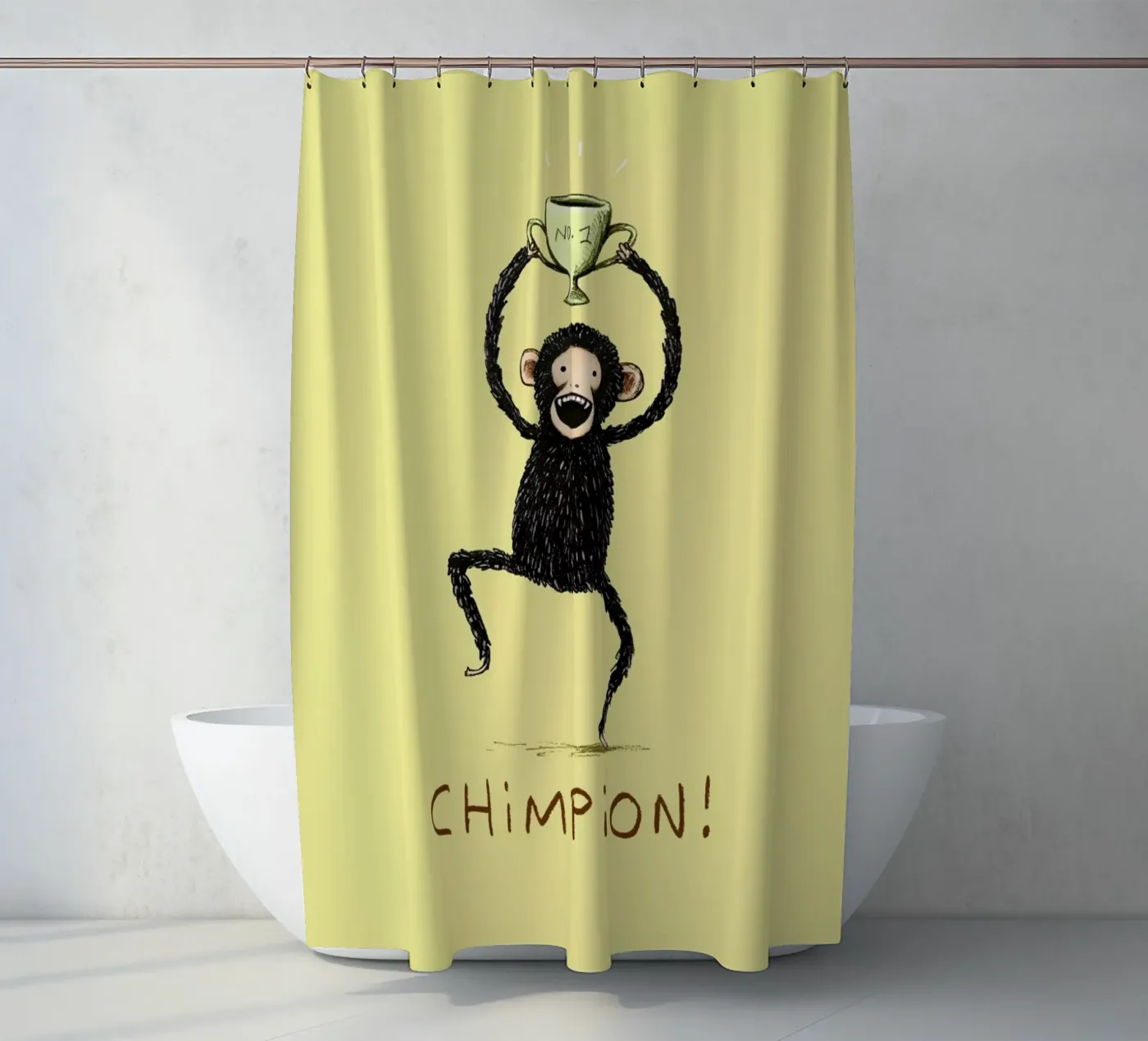 Chimpion douchegordijn van Sophie Corrigan