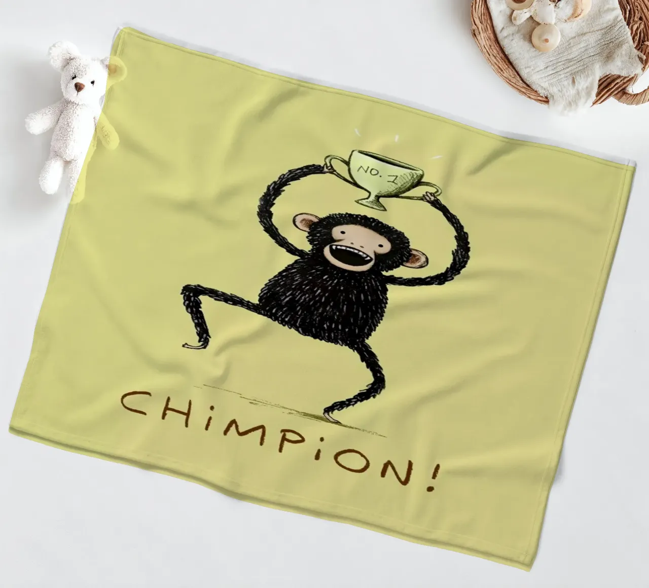 Chimpion fleecedeken van Sophie Corrigan