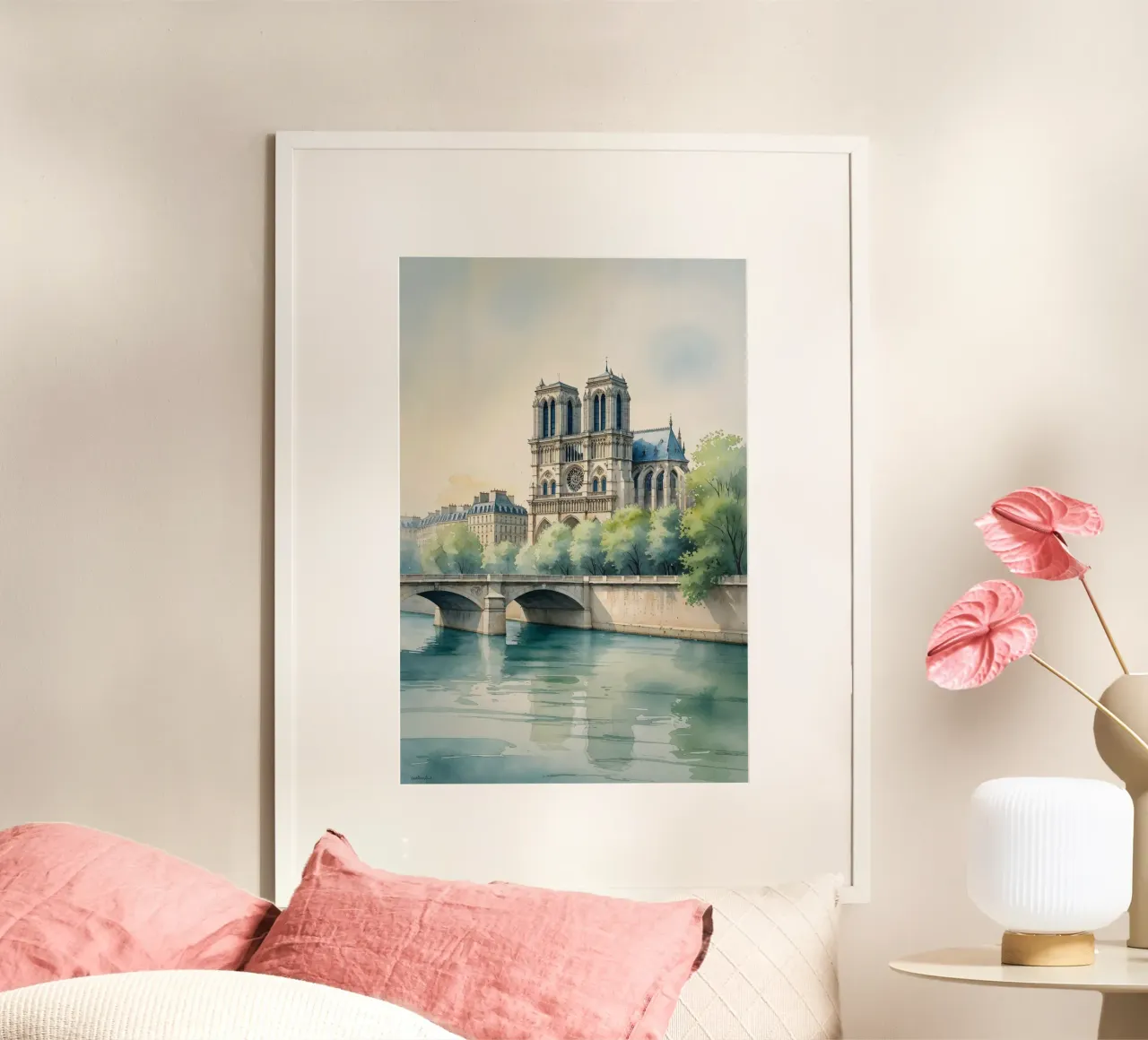 Timeless Paris Along the Seine poster con telaio in legno da AlbertKlee