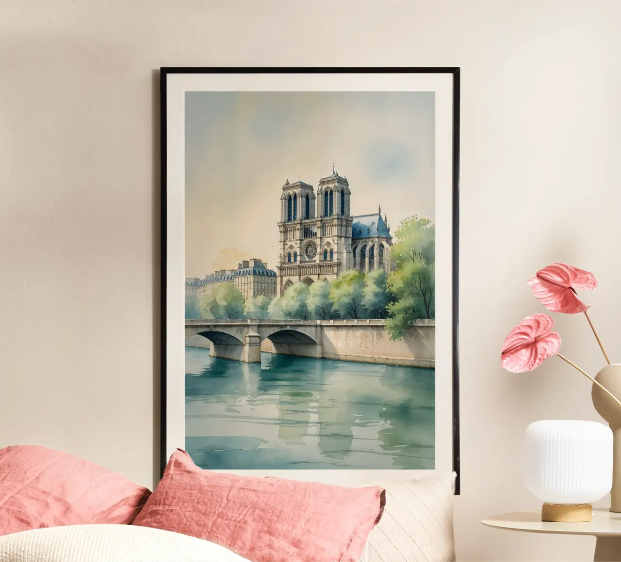 Timeless Paris Along the Seine poster con telaio in legno da AlbertKlee