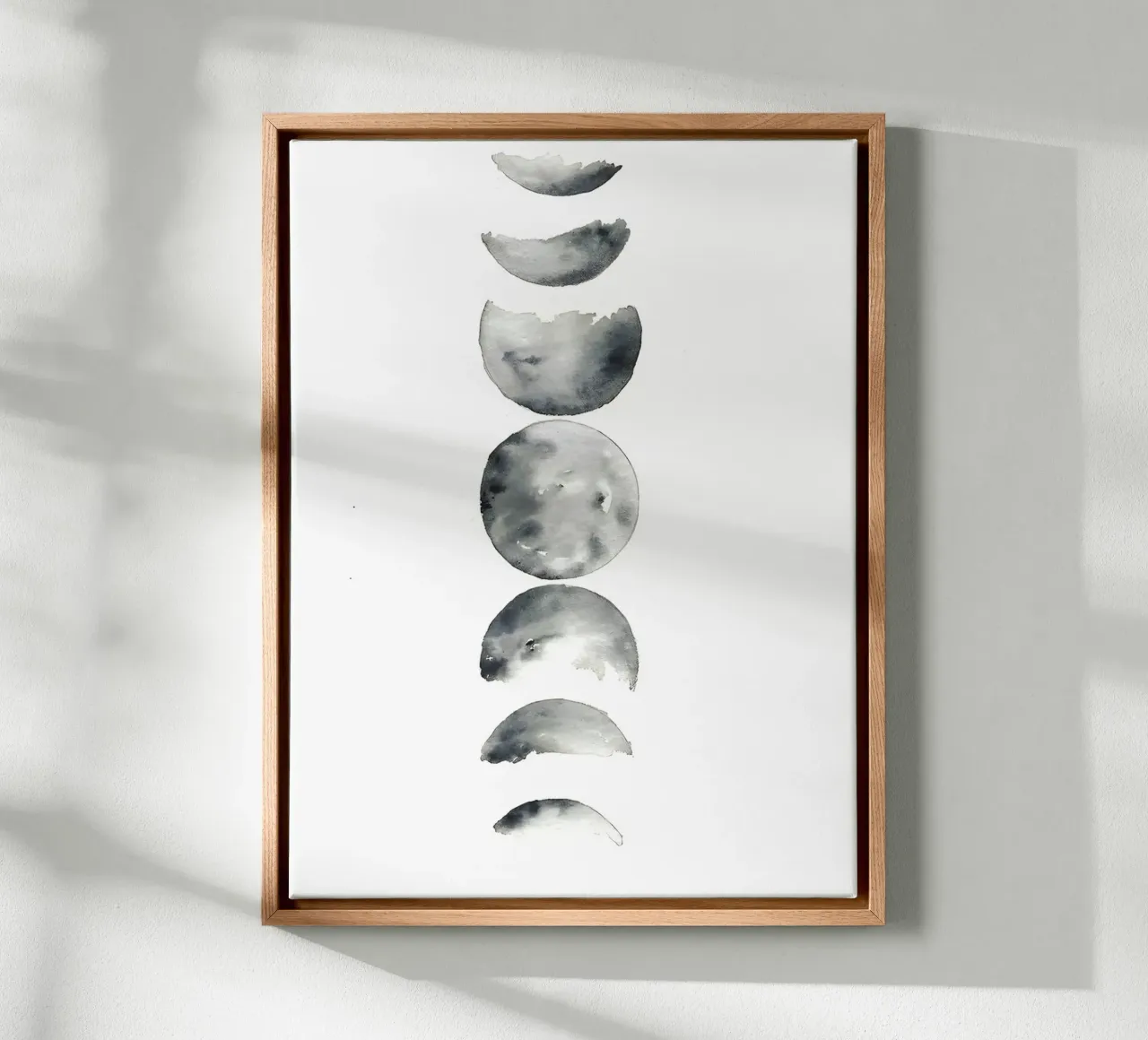 Poesia del cielo: fasi lunari ad acquerello tela con Cornice a cassetta da Kunst und Kontrast