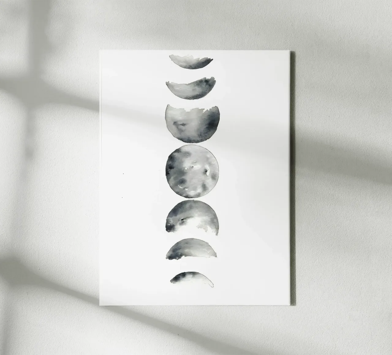 Poesia del cielo: fasi lunari ad acquerello tela con Cornice a cassetta da Kunst und Kontrast