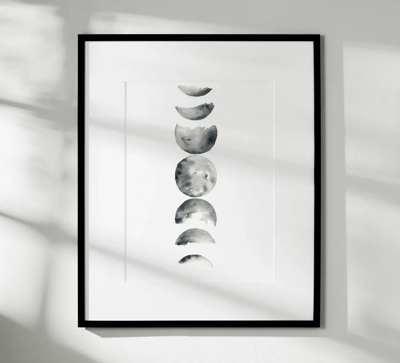 Poesia del cielo: fasi lunari ad acquerello poster con telaio in plastica da Kunst und Kontrast