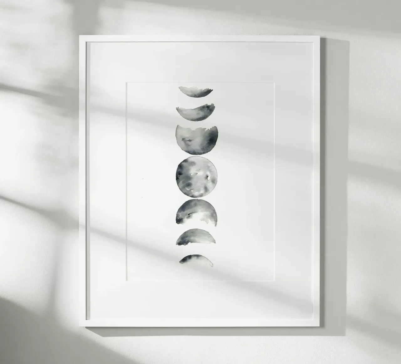 Poesia del cielo: fasi lunari ad acquerello poster con telaio in plastica da Kunst und Kontrast
