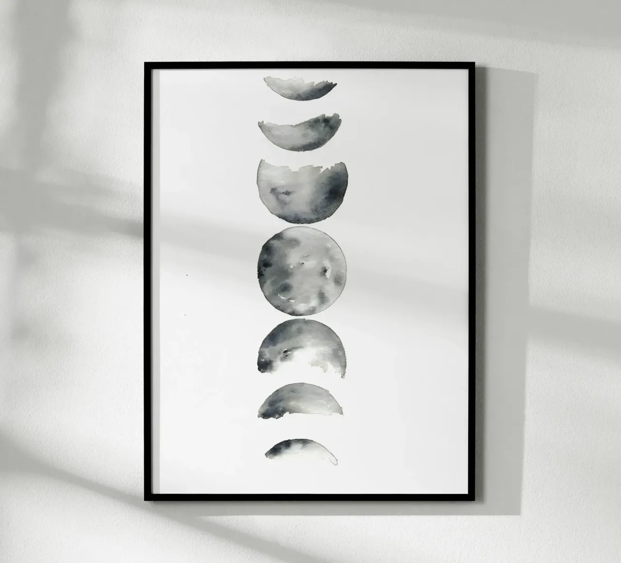 Poesia del cielo: fasi lunari ad acquerello poster con telaio in plastica da Kunst und Kontrast