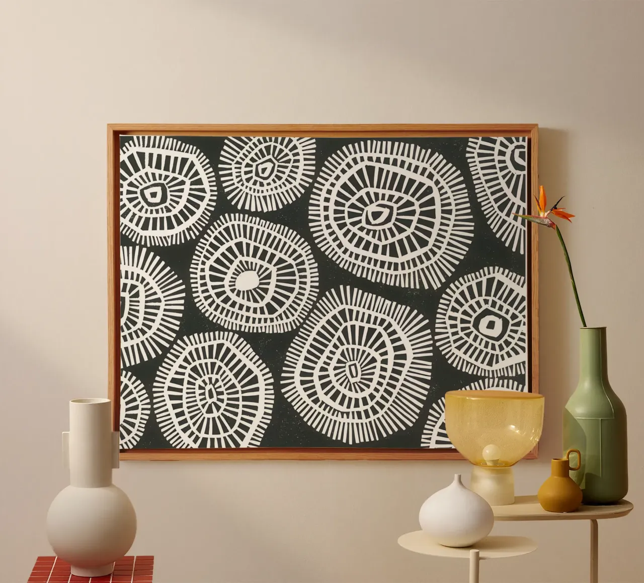 Radiant Rhythms: Abstract circular art canvas by Kunst und Kontrast