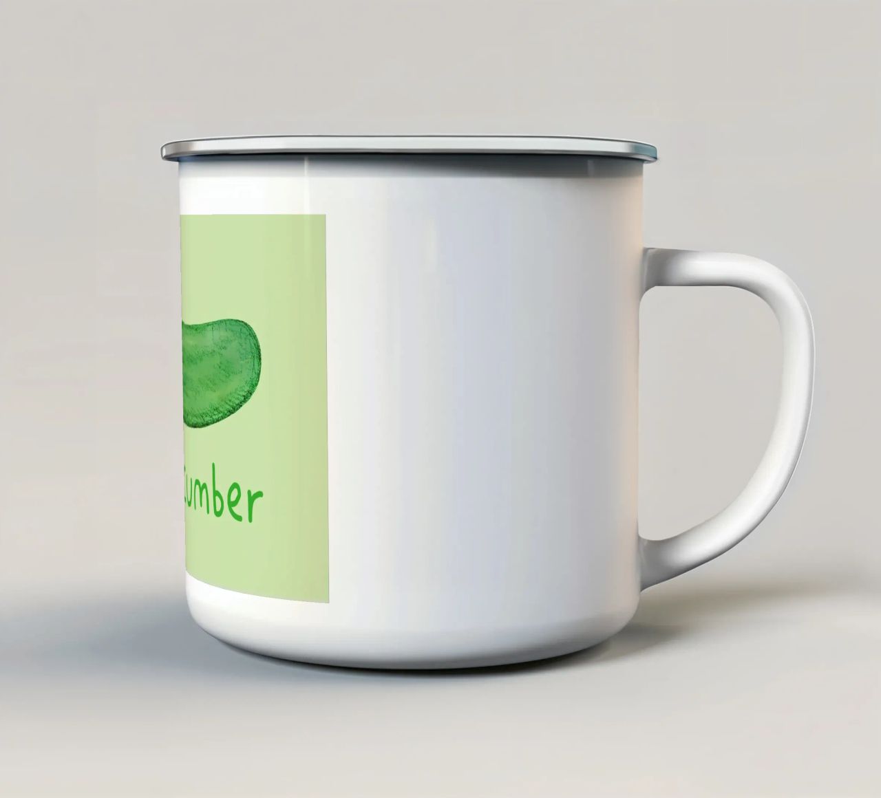 Cutecumber tazza in smalto da Sophie Corrigan