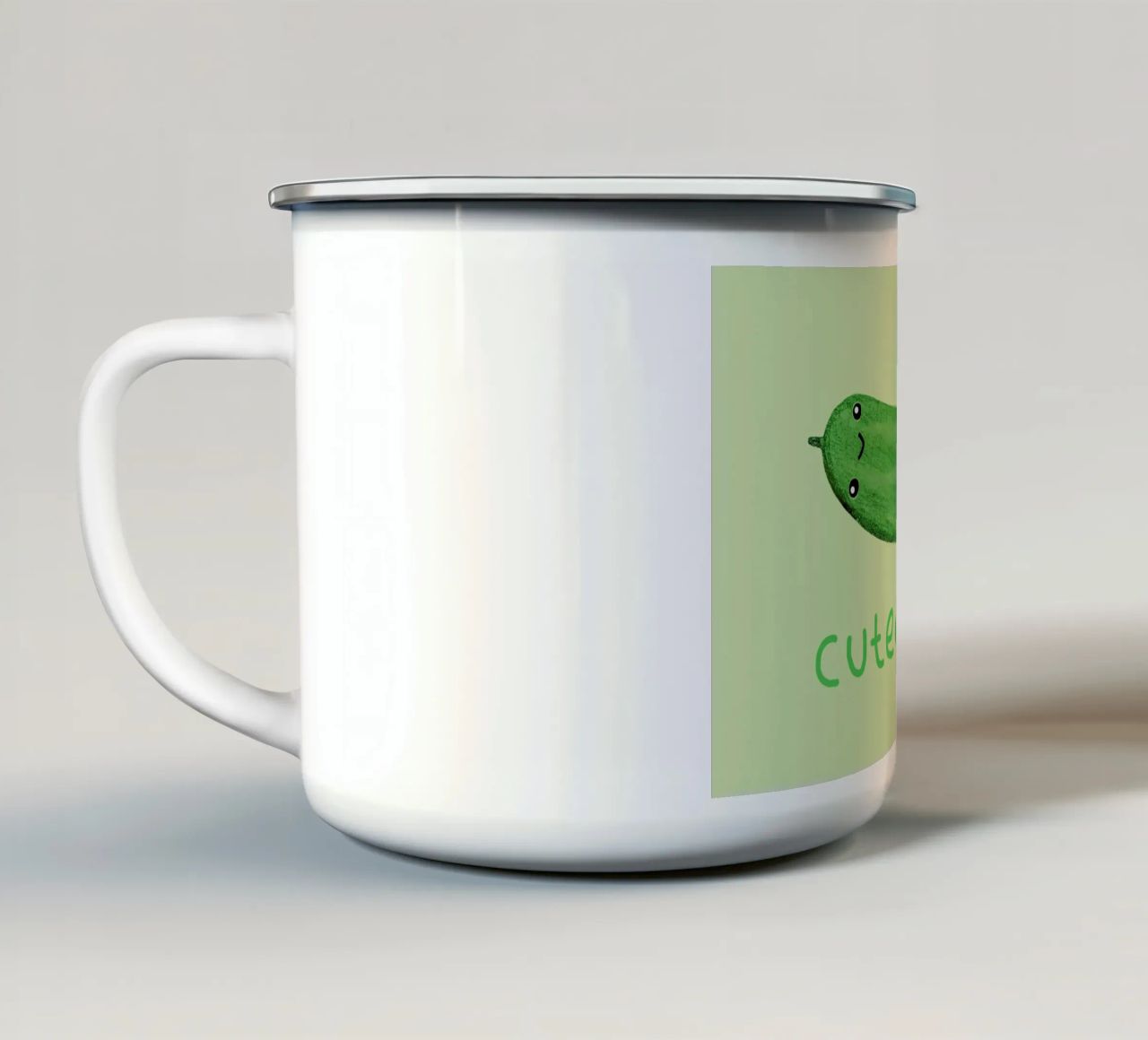 Cutecumber tazza in smalto da Sophie Corrigan