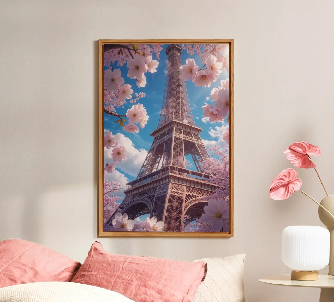 Spring Blossoms Around the Eiffel Tower alluminio dibond da AlbertKlee