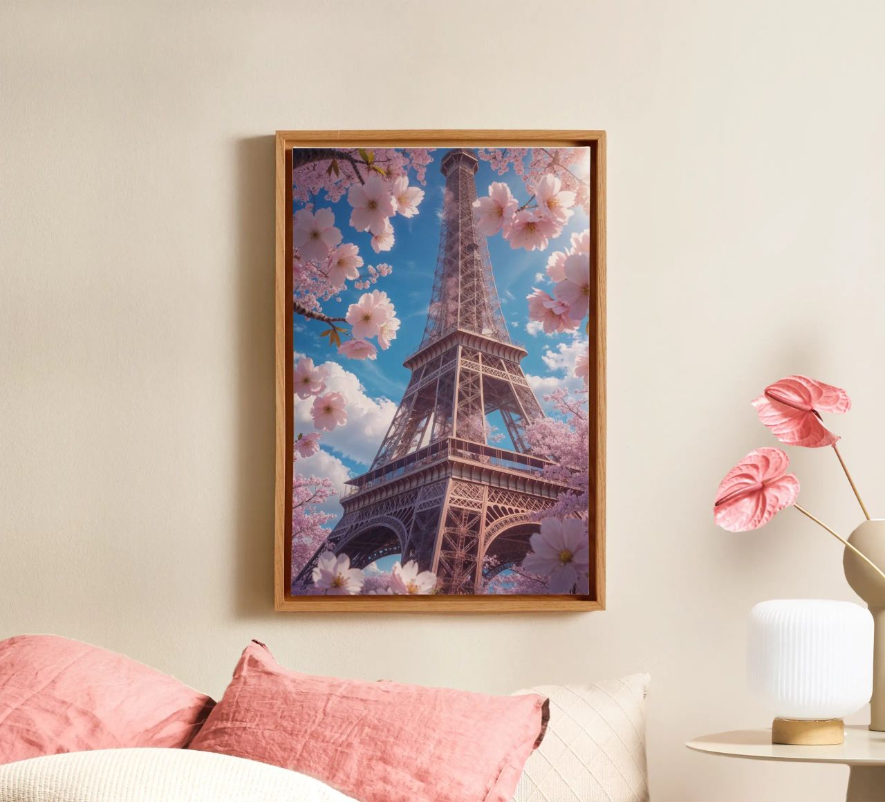Spring Blossoms Around the Eiffel Tower tela da AlbertKlee