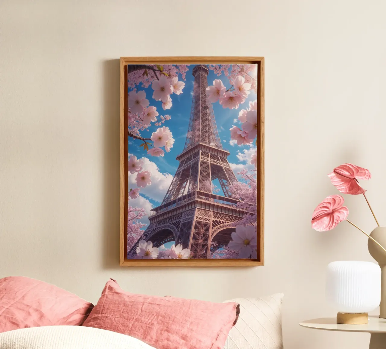 Spring Blossoms Around the Eiffel Tower toile de AlbertKlee