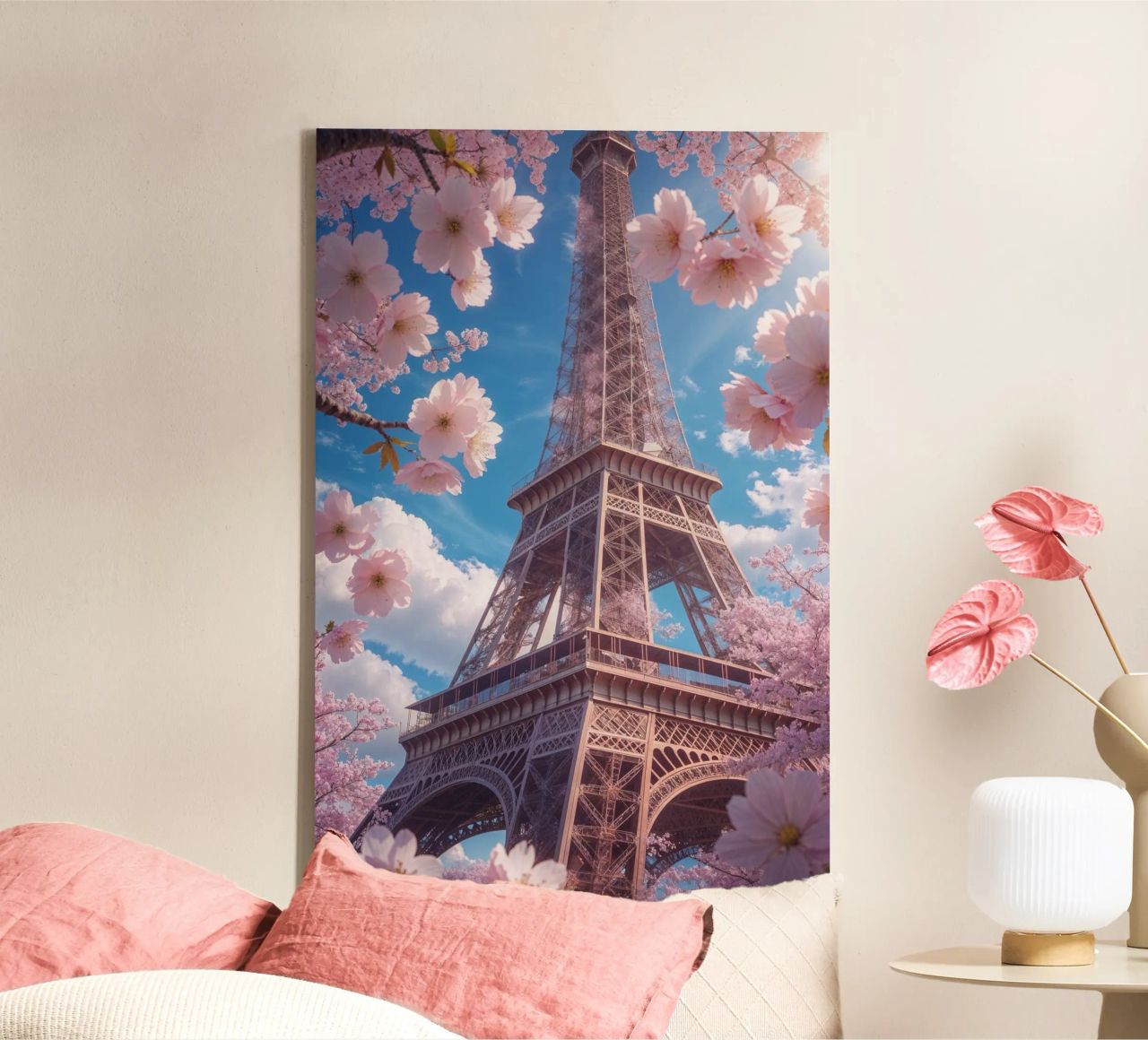 Spring Blossoms Around the Eiffel Tower tela da AlbertKlee