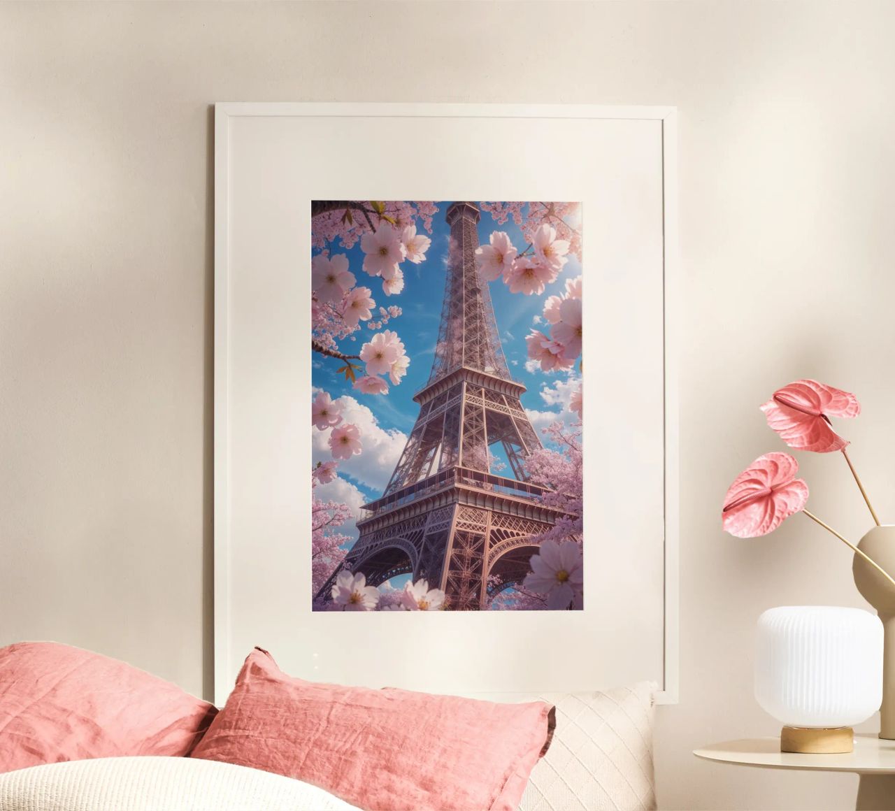 Spring Blossoms Around the Eiffel Tower carta hahnemühle da AlbertKlee