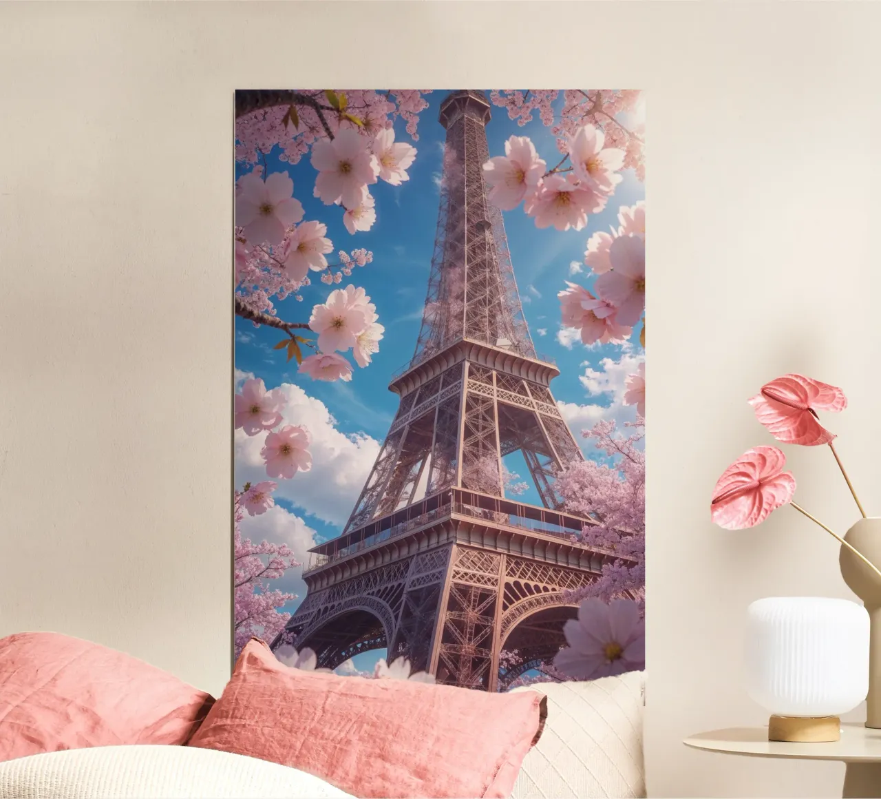 Spring Blossoms Around the Eiffel Tower carta hahnemühle da AlbertKlee