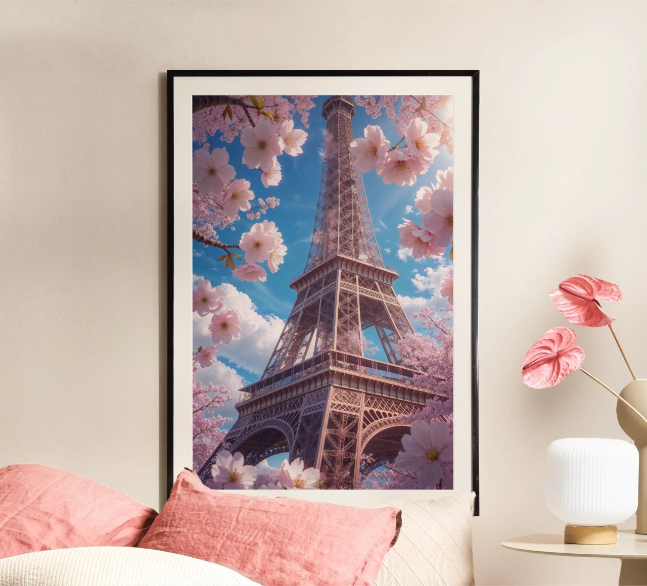 Spring Blossoms Around the Eiffel Tower carta hahnemühle da AlbertKlee