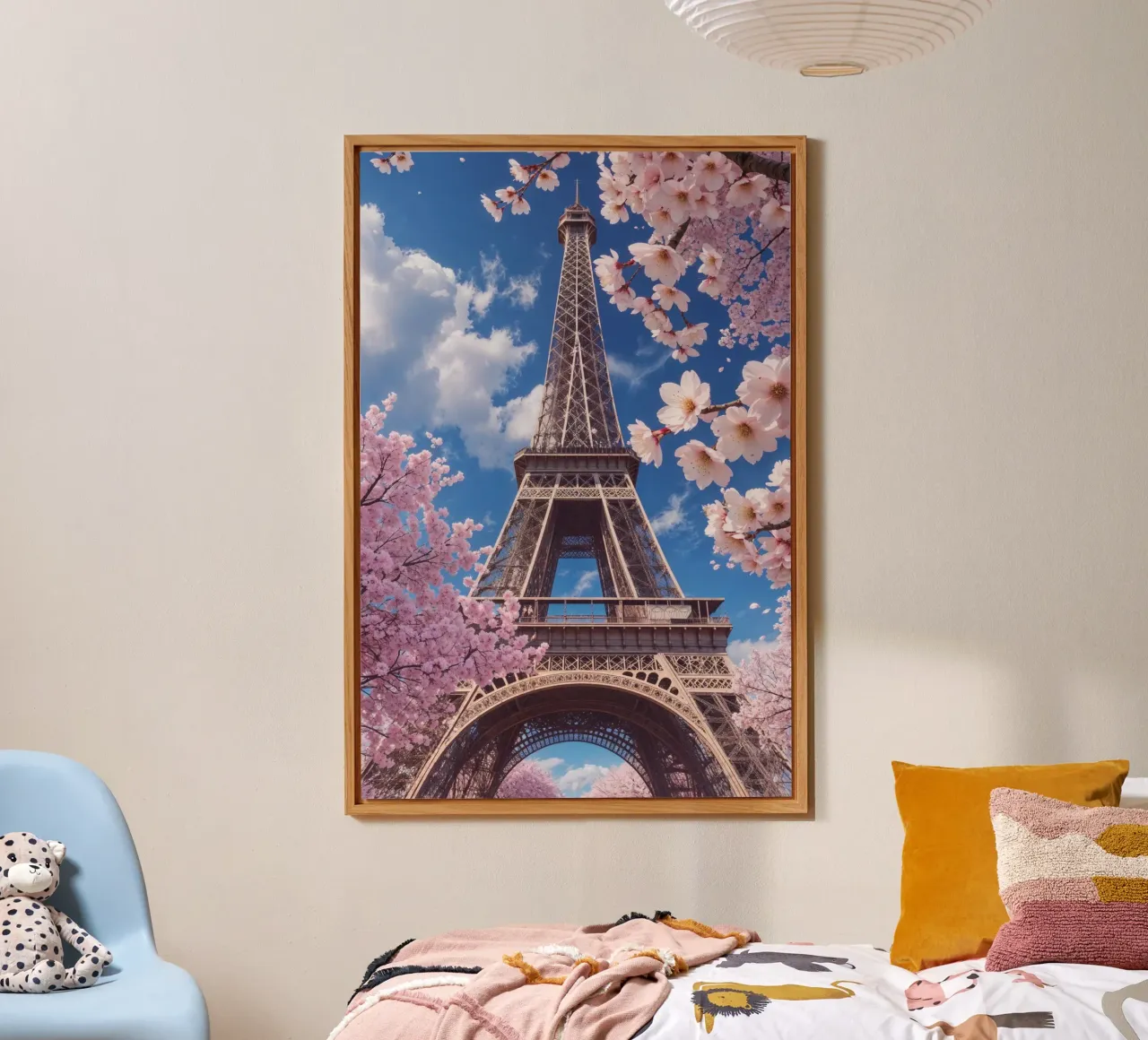 Eiffel Tower Amidst Spring Blooms alluminio dibond da AlbertKlee