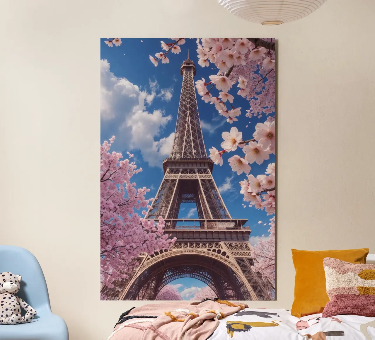 Eiffel Tower Amidst Spring Blooms alluminio dibond da AlbertKlee