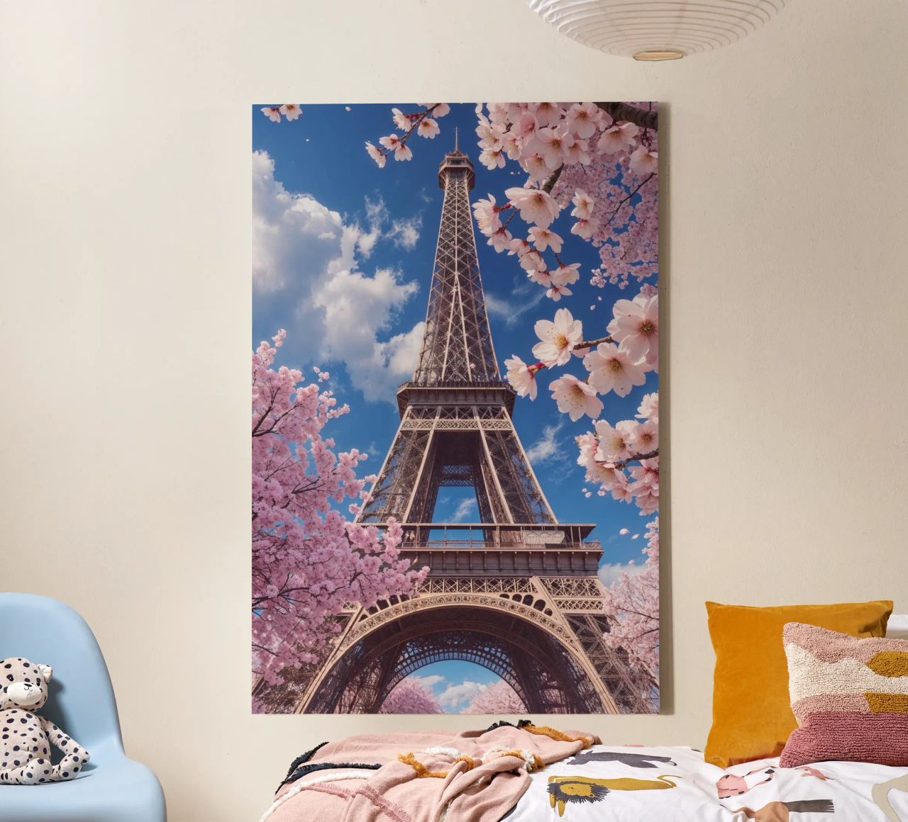 Eiffel Tower Amidst Spring Blooms tela da AlbertKlee