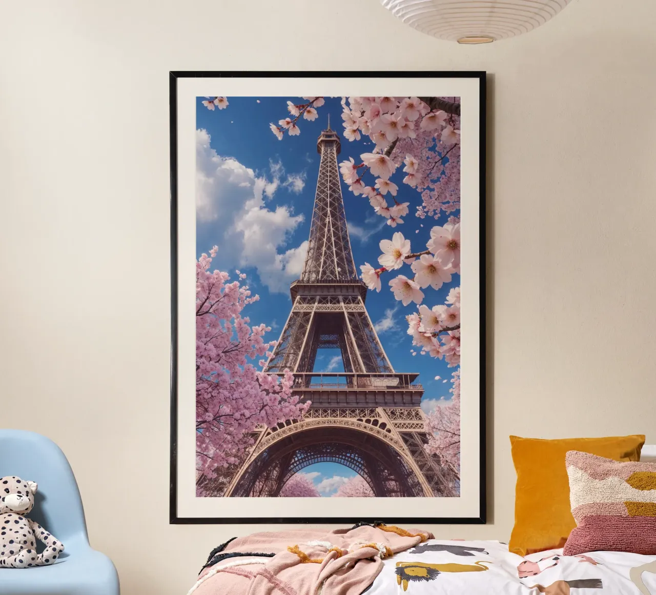 Eiffel Tower Amidst Spring Blooms poster de AlbertKlee