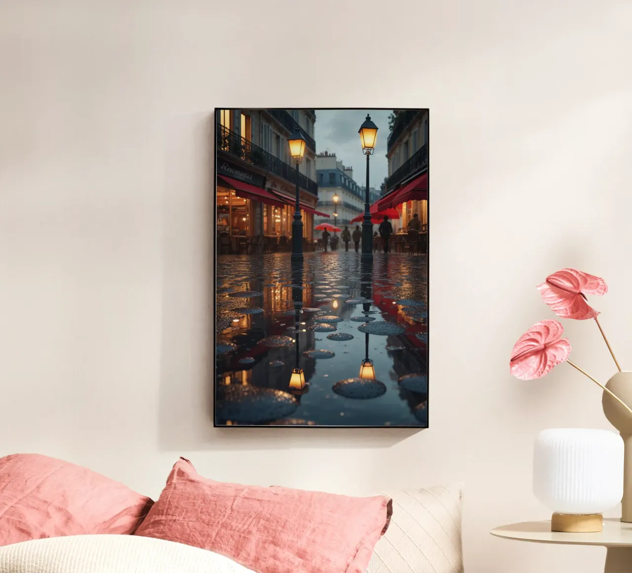 Parisian Night Glow: Lanterns and Puddles plexiglass da AlbertKlee