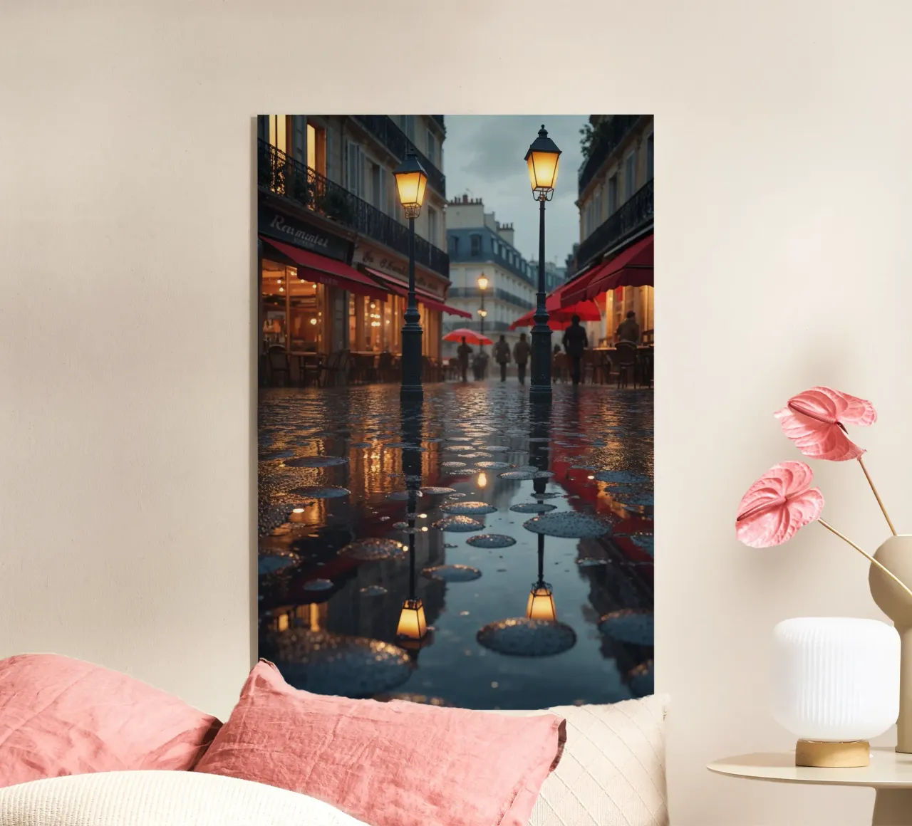 Parisian Night Glow: Lanterns and Puddles plexiglass da AlbertKlee