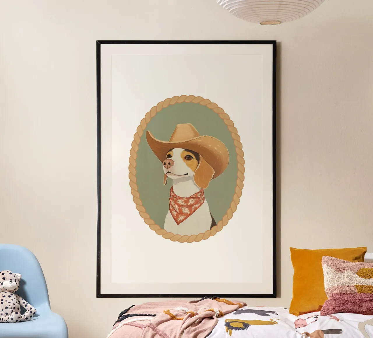 Perro Beagle con sombrero de vaquero poster de Jungle Joy Art